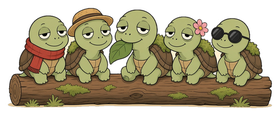 turtles on a log sticker